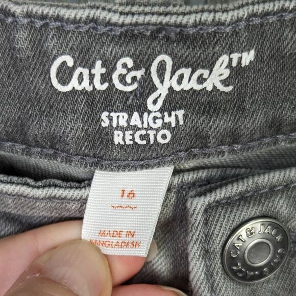 Cat & Jack Boys Size 16 Grey Wash Straight Leg Jeans - Picture 5 of 6